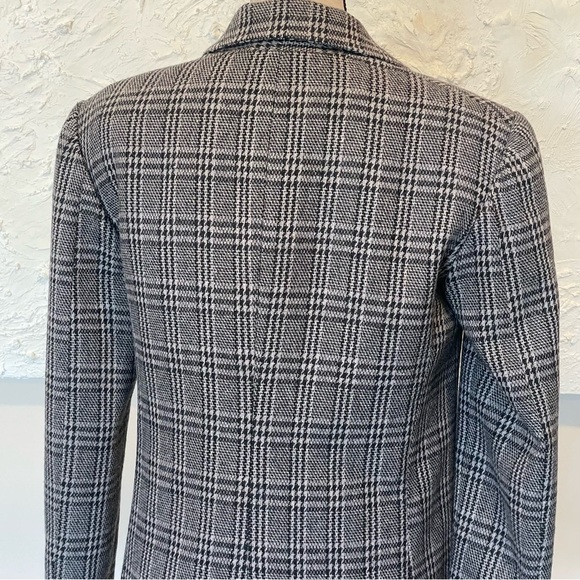 Reformation Women Plaid Double Breasted Blazer Gray Black Sz Medium - Picture 4 of 10